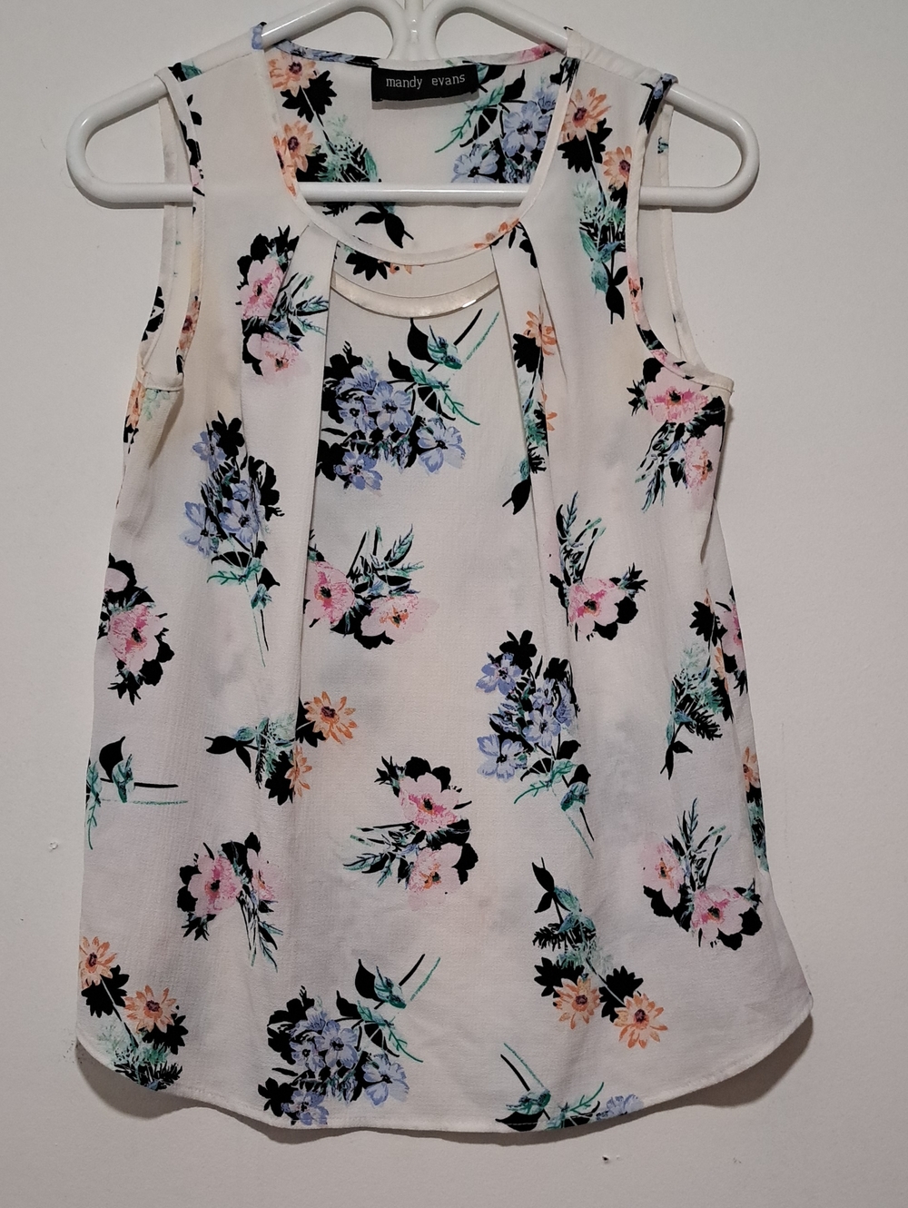Mandy Evans White Floral Scoop Neck Camisole